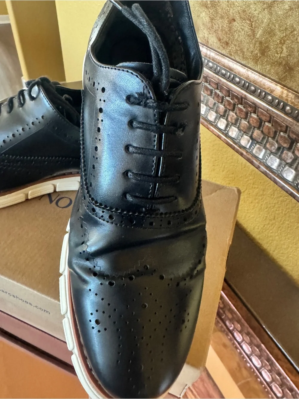 Bruno Marc Men's Black Wingtip Derby with White Sole